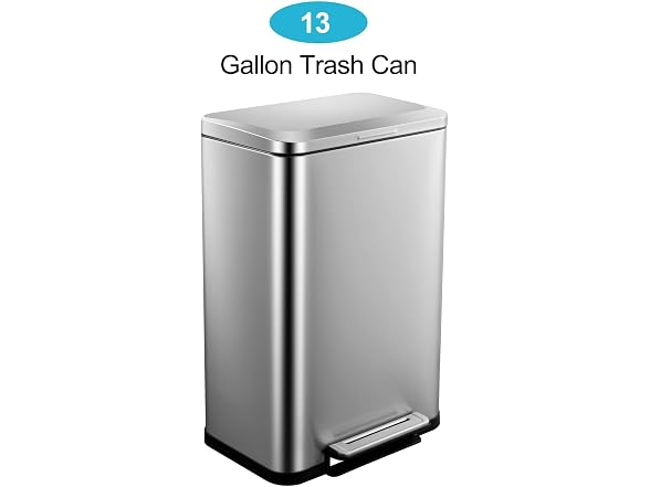 OUTLANE 13 Gallon Stainless Steel Kitchen Trash Can