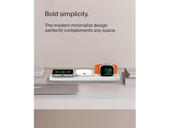 Belkin BoostCharge Pro 15W 3-In-1 Wireless MagSafe Charging Pad - White (Open Box)