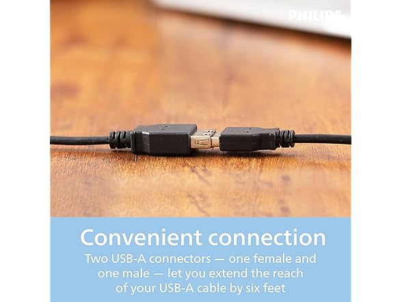 Philips USB-A Extension Cable 6ft