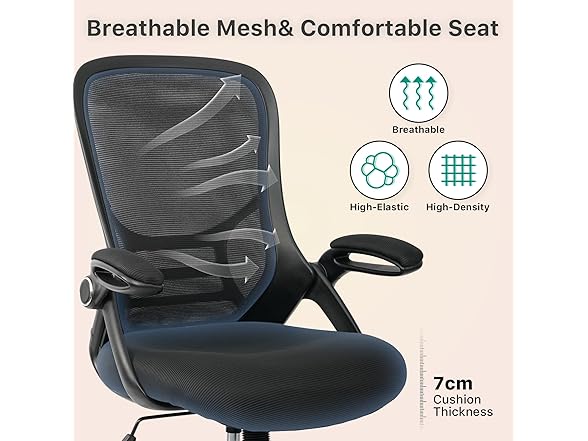 HYLONE Drafting Chair Tall Office Chair High-Back Mesh Standing Desk Stool with Adjustable Footrest Ring and Flip-Up Arms Black (Open Box)