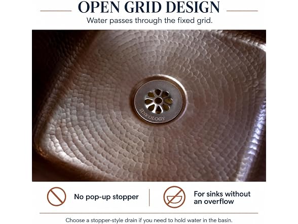 SinkSense 1.5" Grid Sink Drain in Aged