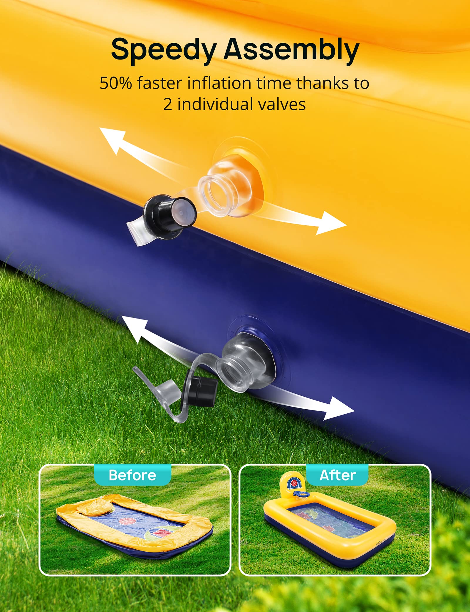 Evajoy Inflatable Kiddie Pool 90x55x3 - Gallery 9