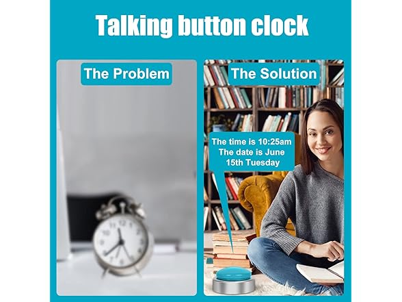 BATVOX Large Talking Button Alarm Clock