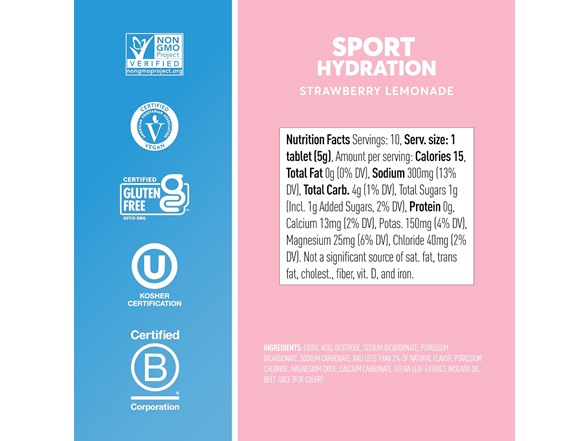 10-PK Nuun Sport Electrolyte Tabs, Strawberry Lemonade