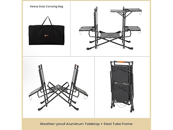 ARROWHEAD OUTDOOR 54" Wide Quick Folding Kitchen Station