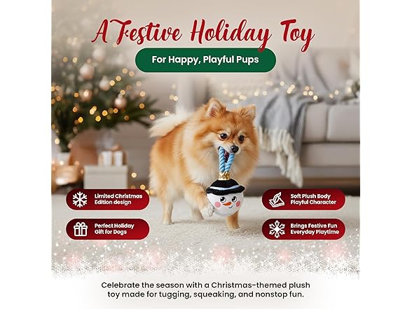 Bow Wow Pet Snowman Ornament Rope Dog Tug Toy