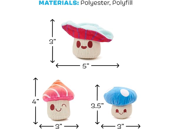 Barkbox Alice's Magic Mushrooms Dog Toy | 3Pc