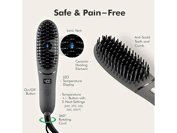 Compact Beard Straightening Heat Brush
