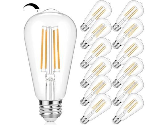Vintage 12Pk LED Edison Bulbs 60 Watt Dimmable
