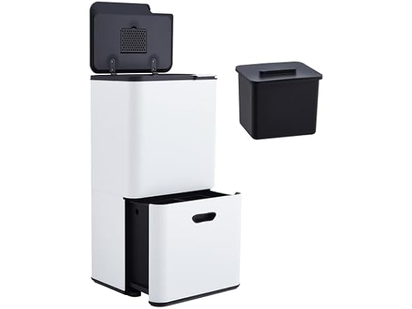 Takywep 16 Gal Dual Trash Can for Kitchen with Compost Bin