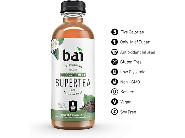Bai Iced Tea, Socorro Sweet, Antioxidant Supertea