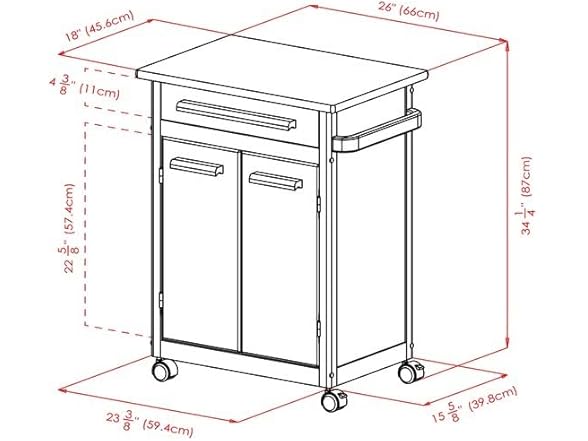 Winsome Wood Kitchen Cart, Natural, Single Drawer