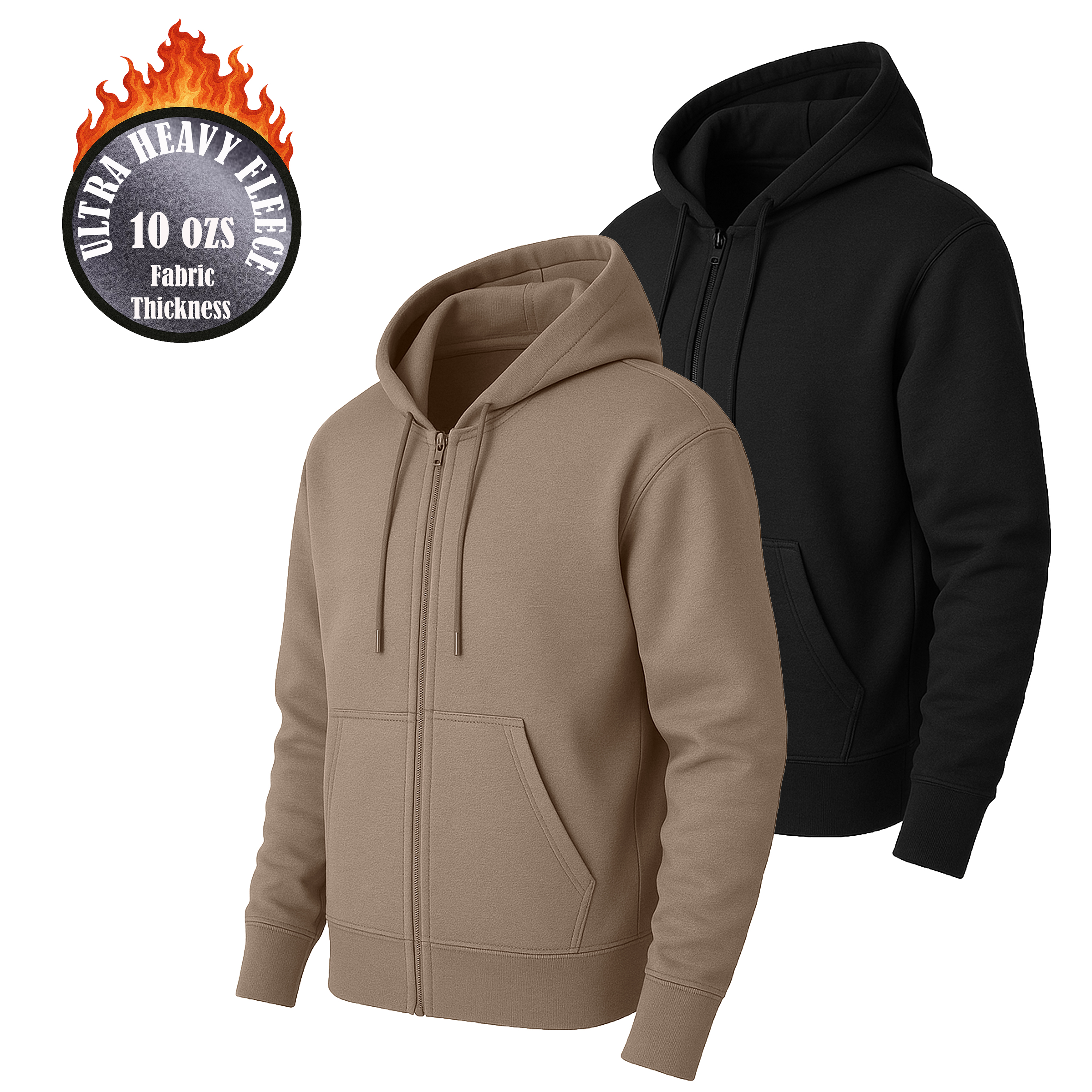 Mens Heavyweight Fleece-Lined Full Zip Hoodie - Gallery 24