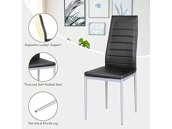 BANGTANE Set of 4 PU Leather Dining Side Chairs