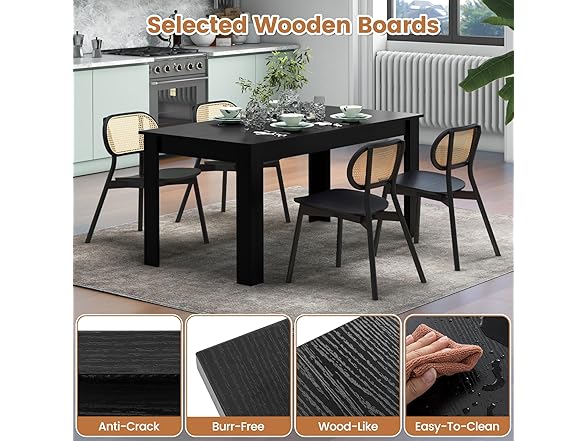 LDAILY Moccha Wood Dining Table for 4-6