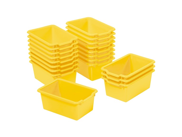 ECR4Kids Scoop Front Storage Bin, Multipurpose Organization, Yellow, 20-Piece