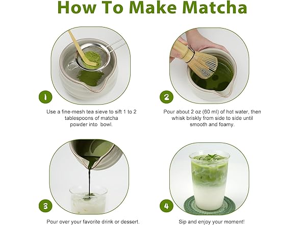 Soeos Matcha Whisk Set, 7 Pcs Ceramic Matcha Kit