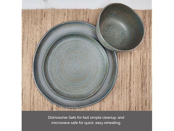 Mikasa Benson 12 Piece Stoneware Dinnerware Set Blue