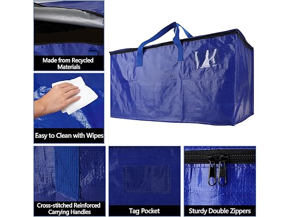 4 Pack Waterproof Moving Bag95L,Blue