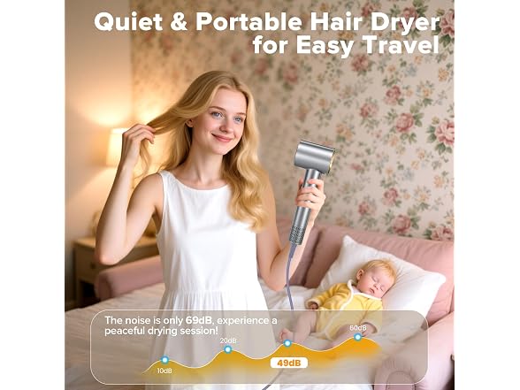 FRREGRN Hair Dryer w/3 Heat Settings LED