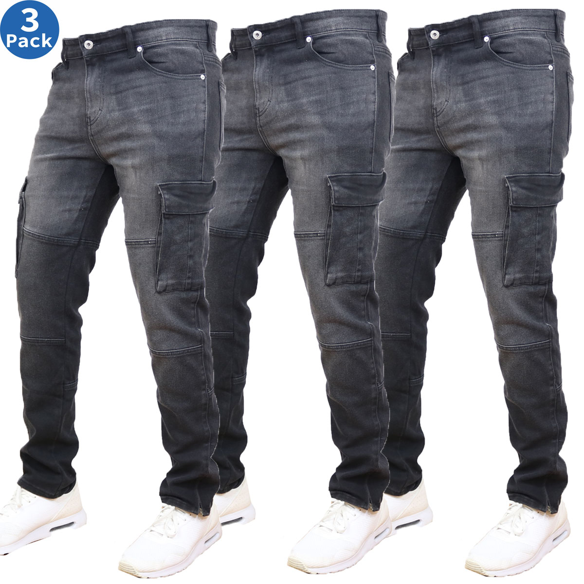 Men's Stretch Cargo Denim Jeans (30-42) - Gallery 39