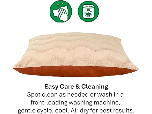 Furhaven Large Plush & Twill High-Loft Pillow Pet Bed, Spice
