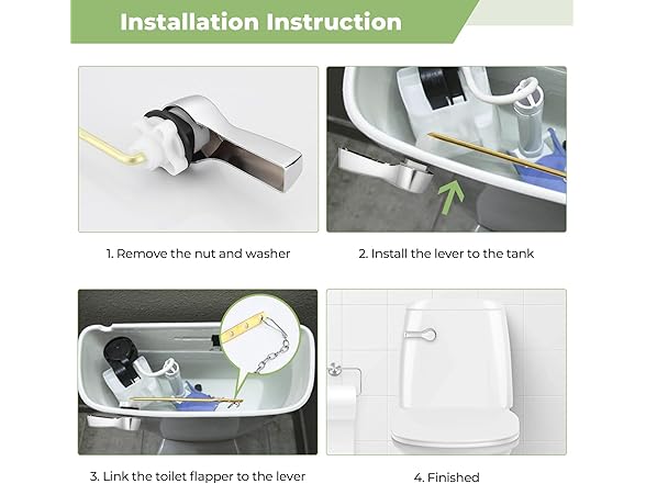 Universal Metal Toilet Handle Chrome