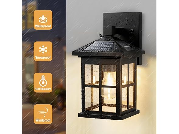 BesLowe 2-Pack Solar Outdoor Wall Lights - Gallery 3