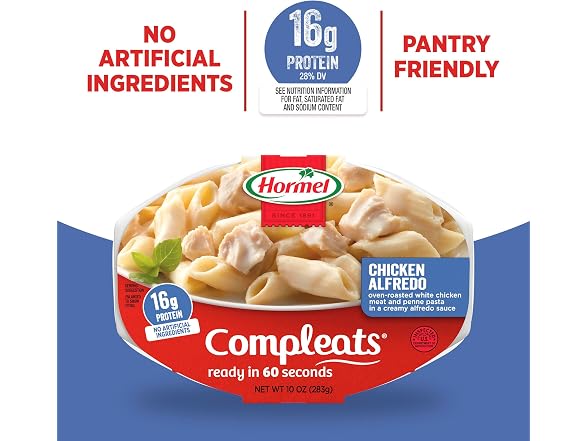 6PK HORMEL COMPLEATS Chicken Alfredo Microwave Tray