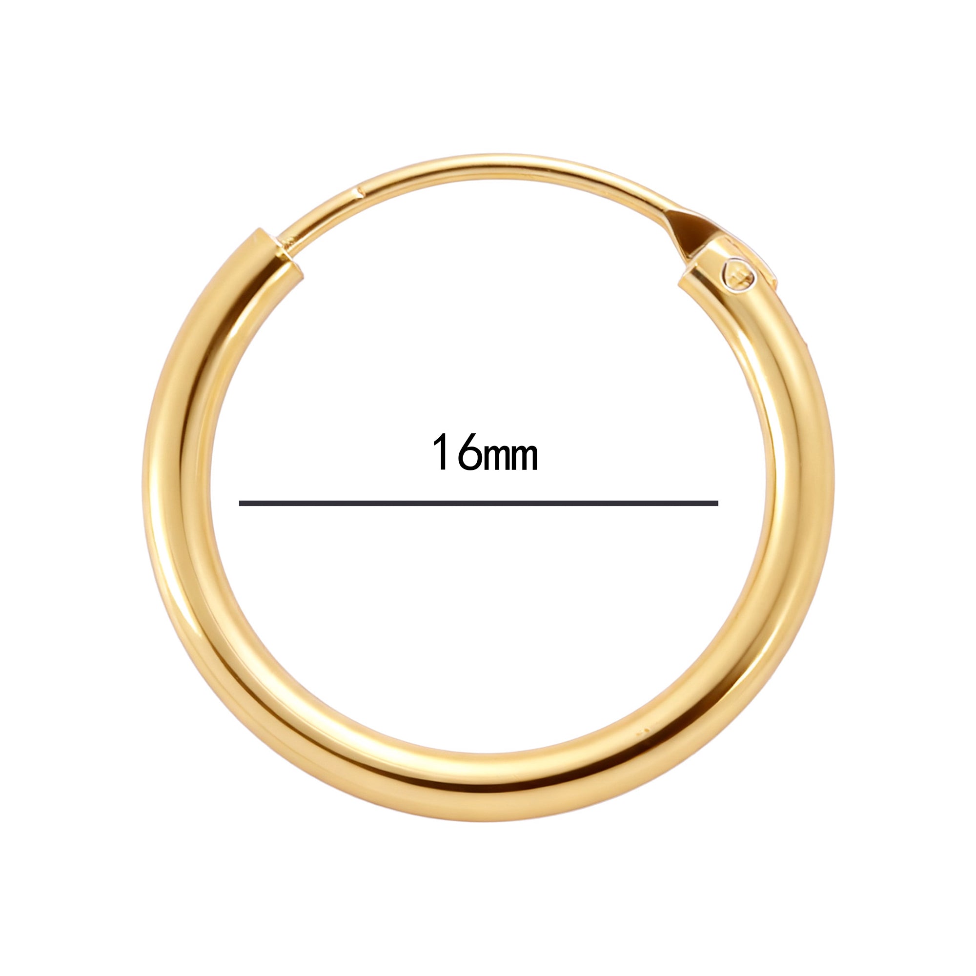 14K Gold Plated Hoop Earrings 16mm - Gallery 4
