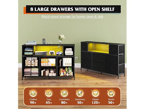 LED Dresser TV Stand for 55 Inch TV