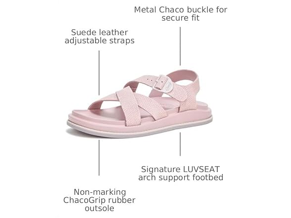 Chaco Women's Townes Suede Sandal, Rose Quartz, 7