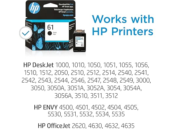 HP HP 61 BLACK HP 61 Black Ink Cartridge Printers| Works