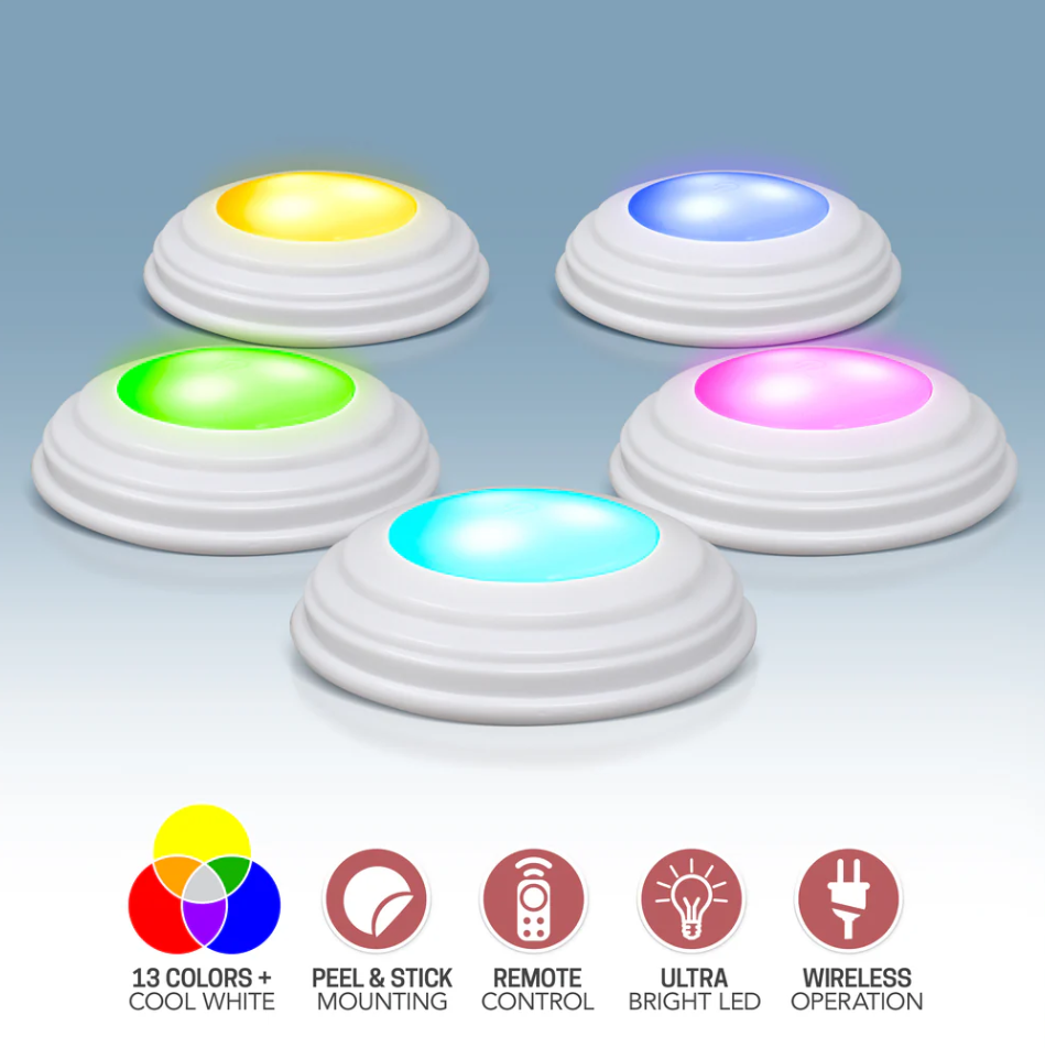 Aduro 5Pk Color Changing Wireless LED Lights w/ Remote - Gallery 7
