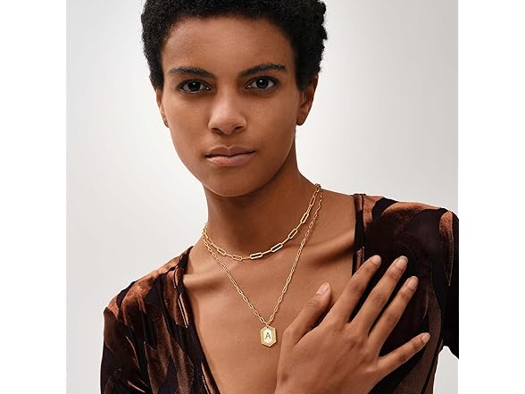MEVECCO Dainty Gold Initial Necklace (K)
