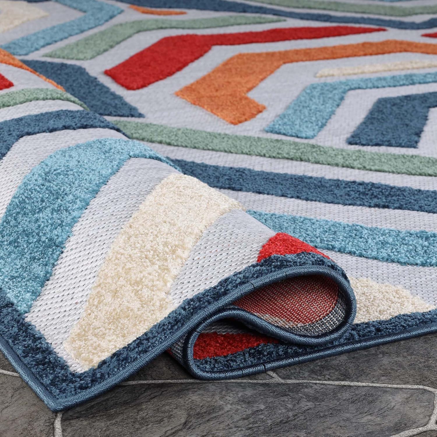 Superior Modern Geometric Coastal Indoor Outdoor Rug - Gallery 8