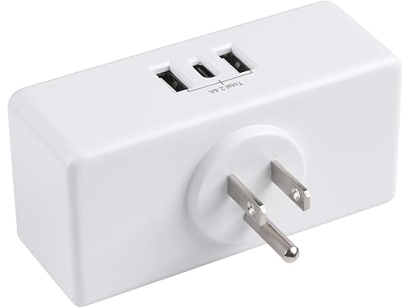 Clear Power 2-outlet wall-taps with USB charging