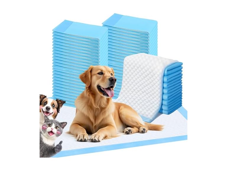 FluffyDream Super Absorbent Waterproof Dog and Puppy Pet Training Pad, Housebreaking Pet Pad,Blue (23.6"x23.6"（100PCS）)