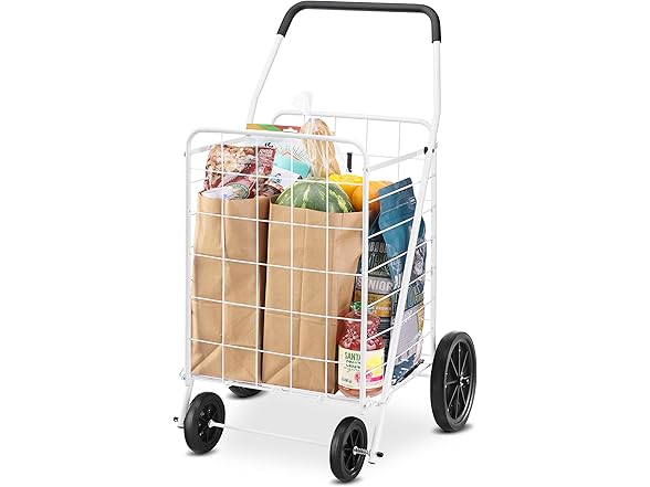 Whitmor Deluxe Utility Foldable Shopping Cart w Wheels