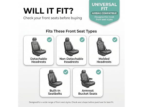 FH Group Car Seat Covers Front Set Gray
