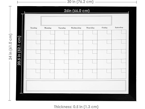 Sunnydaze Monthly Calendar Whiteboard