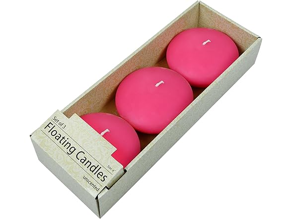 3-Pc Floating Candles, 4-Inch, Hot Pink