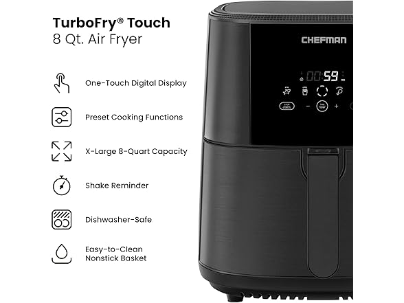 Chefman TurboFry Touch Air Fryer, 8-Quart
