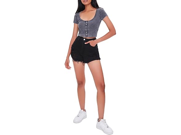 Forever 21 (XS) Button-Front Crop Top