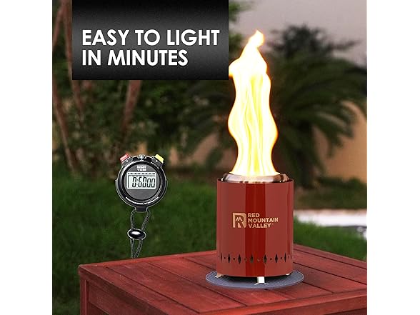 Red Mountain Valley Smokeless Tabletop Fire Pit, Red