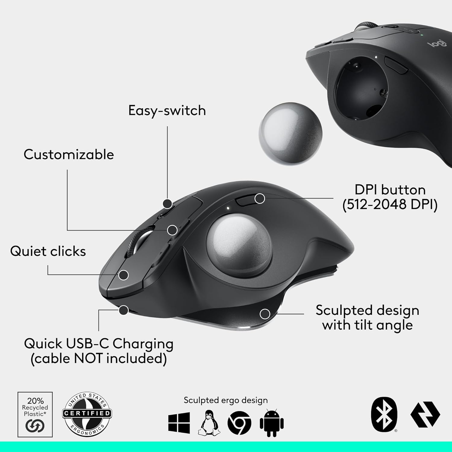 Logitech MX Ergo S Wireless Trackball Mouse - Gallery 12
