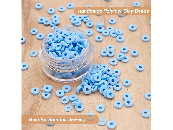 KISSITTY 1 Strand Light Sky Blue Flat Round - Gallery 2