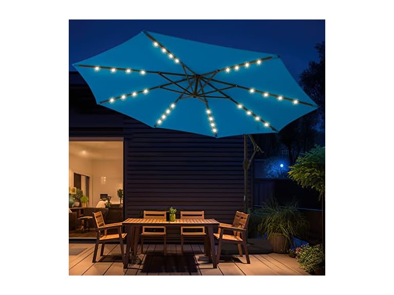 wikiwiki 10ft Solar LED Offset Cantilever Patio Umbrella - Gallery 13