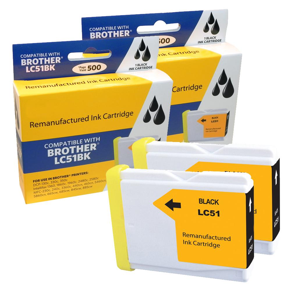 Compatible Brother LC51 Ink Cartridge, Black  (2 Pack) - Gallery 2