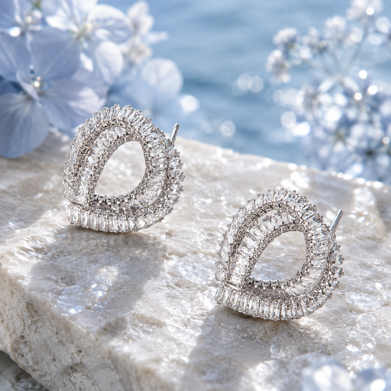 Silver Knot CZ Stud Earrings - Gallery 7